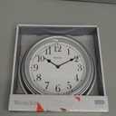 Westclox Quartz Movement Round Wall Clock, Contemporary Analog Design, Battery-Powered for Indoor Use (Silver, 9 Inch) (Gray)