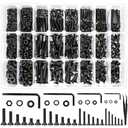 K Kwokker 1700Pcs Screws Assortment Hex Socket Flat Head 24 Size M2 M3 M4 M5 Black Screws, Nuts and Bolts, 10.9 Alloy Steel 8MM to 25MM Metric Bolt Assortment Machine Screws, 8/10/12/16/20/25mm