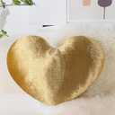 AELS Heart Shaped Pillow, 20 Inches Heart Decorative Throw Pillows, Velvet Love Cute Pillows, Valentines Day Decorations, Wedding Decor, Living Room Bedroom Nursery Decor, Golden (Large (Pack of 1))