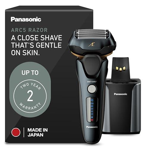 Panasonic Electric Razor for Men, Electric Shaver for Men, ARC5 with Premium Automatic Cleaning and Charging Station, Wet Dry Shaver, Cordless Razor, with Pop-Up Trimmer ES-LV97-K, Black