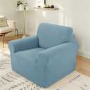 Stretch Couch Cover Washable Sofa Slipcover Furniture Protector with Non Skid Foam and Elastic Bottom for Kids, Dog(Chair/Steel Blue) (Small)