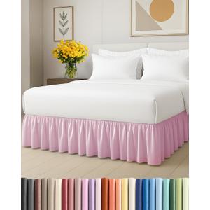 Bedskirt Twin Size Ruffle - 15 inch Drop Dust Ruffle Bed Skirt with Platform - Ultra-Soft, Easy Fit, Premium Hotel Quality - Wrinkle and Fade Resistant - for Women, Men, Kids and Teens - Light Pink