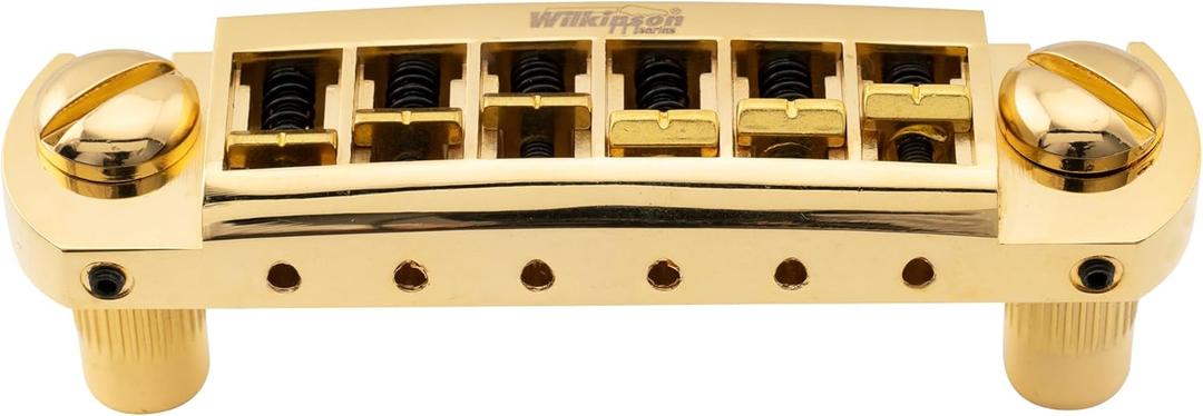 Wilkinson 52.5mm(2-1/16 inch) Adjustable Pigtail Style Wraparound Bridge Tailpiece for USA Les Paul/Epiphone Les Paul Junior SG Style Electric Guitar Replacement, Gold