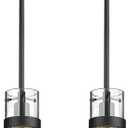 LMS 2-Pack Modern Matte Black Pendant Light, Adjustable Hanging Pendant Lighting with Hammered Glass, Tiltable Pendant Lighting for Kitchen Island, Bathroom, Bedroom, LMS-201