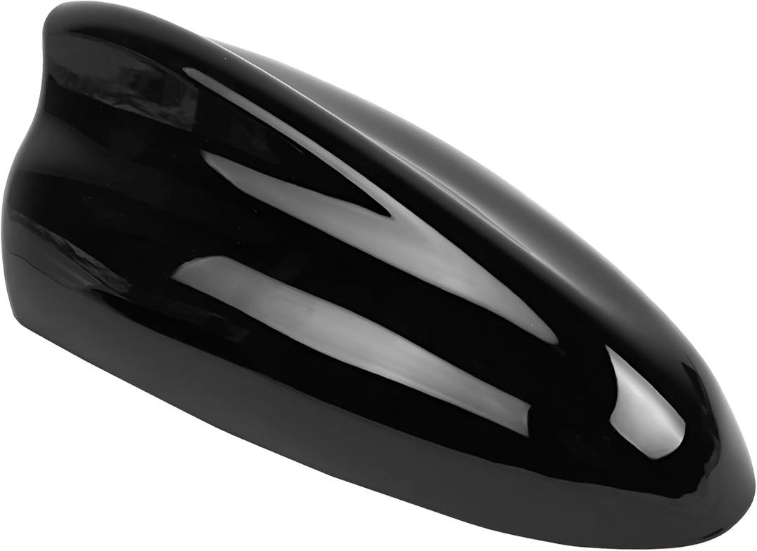 Car Shark Fin Antenna Cover, Vehicle Top Roof Aerial AM FM Signal Base with Adhesive Tape, Automotive Roof Mount Decorative Antenna Cap Replacement, Universal for Sedan Truck SUV (Black)