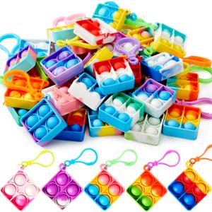 JOYIN Square Pop Fidget Keychain 30 Pack Pop Fidget Toys Bulk Party Favors for Kids 4-8,8-12 Years, Goodie Bag Stuffers Back to School Gifts for Students Classroom Prizes Birthday Sensory Toys