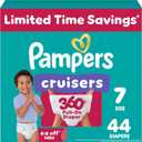 Pampers Diapers - Cruisers 360 - Size 7, 44 Count, Babyproof up to 100% Leakproof Pull-On Diaper