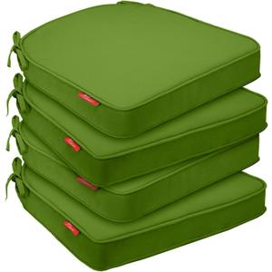 Pcinfuns Outdoor Chair Cushions Set of 4,Thick 19" x 19" x 3" Cushion for Patio Furniture,Round Corner Patio Chair Pads with Ties, Memory Foam Outdoor Seat Cushions,Grass Green