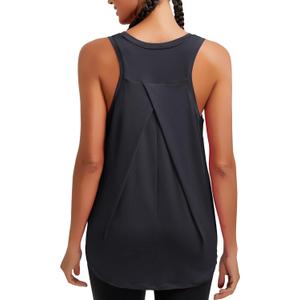 RUNNING GIRL Womens Workout Tops for Women Racerback Tank Tops Yoga Shirts Athletic Running Tank Tops Sleeveless Gym Clothes (Black, M)