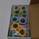 24 Pairs Flower Sunglasses Bulk Round Cute Flower Shaped Glasses Groovy Sunglasses Beach Eyewear Party Favors (Bright Colors)