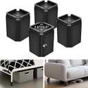 Furniture Risers Bed Risers, Adjustable Risers Blocks Lift 2, 4, 5.9 inches Heavy Duty Desk Leg Risers for Couch Table Desk Sofa Dresser, Refrigerator, Washing Machine - Support up to 2000 lbs (Black-4 Pack)