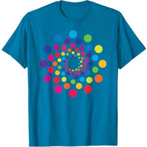 Polka Dot Spiral Dot Day Colorful Rainbow Dots Cute Art T-Shirt( M, Blue)