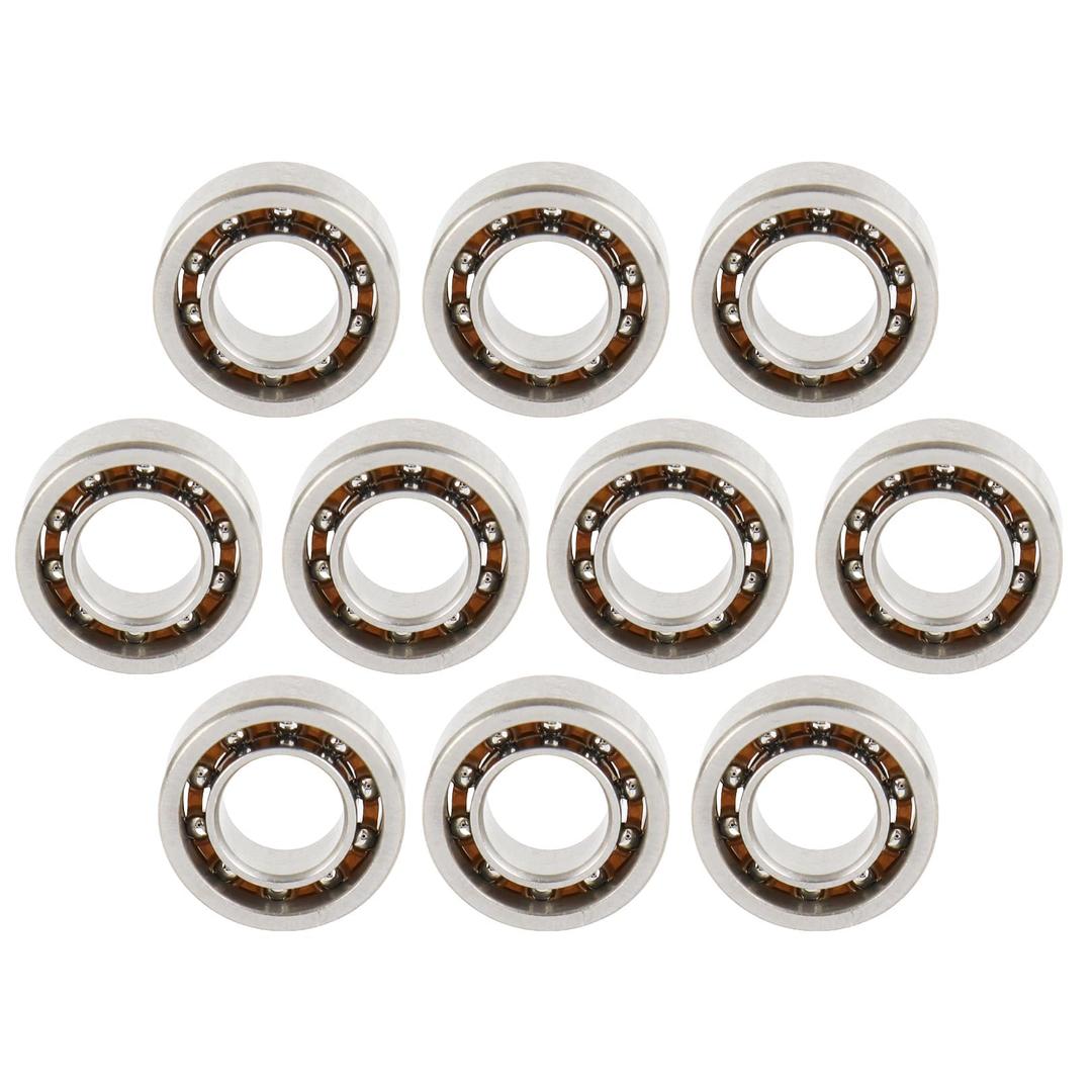 KABOBEARING 10pcs R188 Open Deep Groove Ball Bearing,1/4" x1/2" x3/16 Fidget Spinner Bearing, Nylon Caged，C3 Clearance