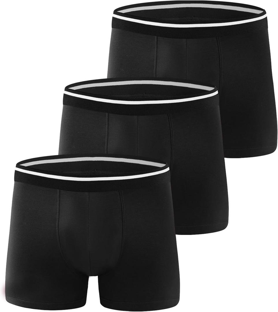 Incontinence Underwear for Men High Absorbency, Washable and Reusable Leakproof Underwear, Bladder Leak Cotton Boxers Briefs 3 Pack (Black, Large)