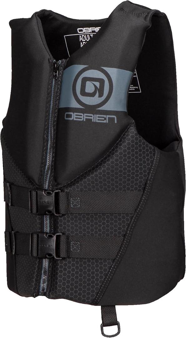 O'Brien Men's Traditional Neoprene Life Jacket, USCG Approved | USCG & Transport Canada Approved Vest with Front Hinge, Wide Armholes, Zip Closure, and Dual Adjustable Belts