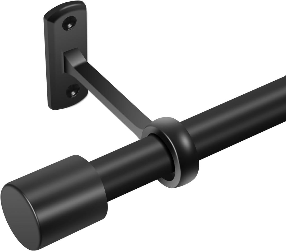 Curtain Rods for Windows 32 to 72 Inches, Adjustable 1 Inch Black Curtain Rod for Outdoor Indoor, Modern Heavy Duty Drapery Rod, Room Divider, All Metal, Easy Install