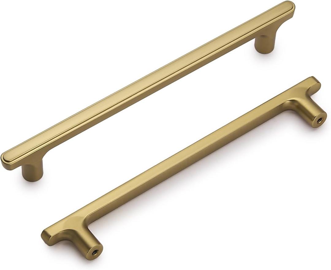 Lardmon 3 Pack Champagne Bronze Modern Cabinet Pulls 7.6 Inch(195mm) Total Length | 6.3 Inch(160mm) Hole Center Bar Pulls Kitchen Cabinet Handles Solid Drawer Pulls Heavy Duty Kitchen Hardware