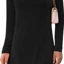 Womens 2026 Velvet Cowl Neck Long Sleeve Mini Dress - Elegant Christmas Party Cocktail Dress for Fall Winter (Black, L)