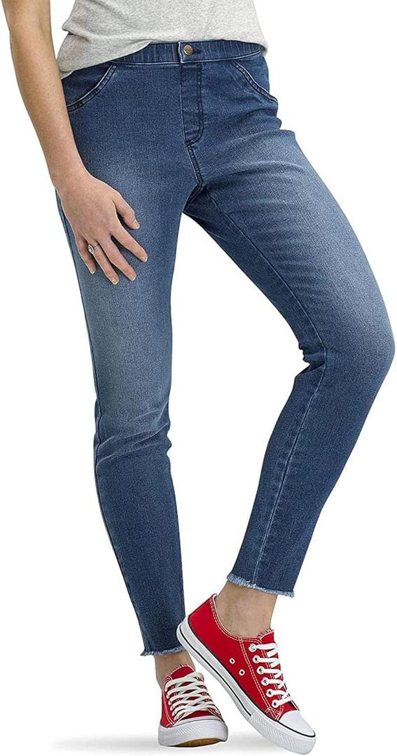 No nonsense Women's Frayed Edge Denim Leggings (Large)