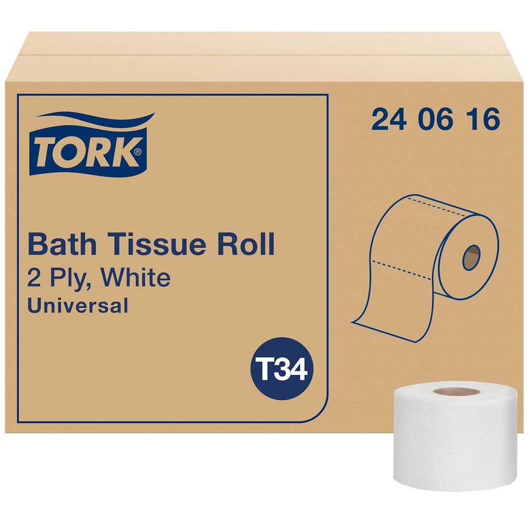 Tork Toilet Paper Roll White T34, Universal, 2-ply, 48 x 616 sheets, 240616