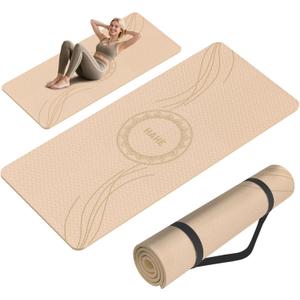 Large Yoga Mat Thick, 76"x32"x0.31"Wide POE Exercise Mat with Non-Slip Surface & Carry Strap, Anti-Tear Workout Mat for Yoga, Pilates, Fitness