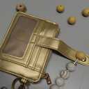 KNGITRYI Wallet Keychain Wristlet for Women,Slim RFID Credit Card Holder Purse Tassel Keychain Bangle Key Ring for Men Women