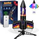 Rocket Launcher for Kids, 300 Feet Flight Altitude Rechargeable LED Spinner Rocket with Remote Control, Parachute Flying Model Rocket Toys, Electric Auto Launch Outdoor Space Toys Gifts for Ages 6-14