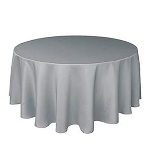 Biscaynebay Textured Fabric Round Tablecloths 120 Inches in Diameter, Silver Grey Water Resistant Tablecloths for Dining, Kitchen, Wedding and Parties etc. Machine Washable