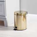 mDesign Metal Steel/Plastic Toilet Bowl Brush/Holder and Round 1.3 Gallon/5L Step Trash Can Combo Set for Bathroom; Holds Trash, Recycling, Deep Cleaning, Mirri Collection, Brass