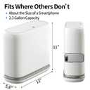 Small Bathroom Trash Can with Lid, 2.3 Gallon Slim Trash Can, Narrow Garbage Can with Hidden Liner & Auto-Smooth Bag Fit, Press-to-Open Lid, White, for Bathroom, Bedroom, Office, Kitchen
