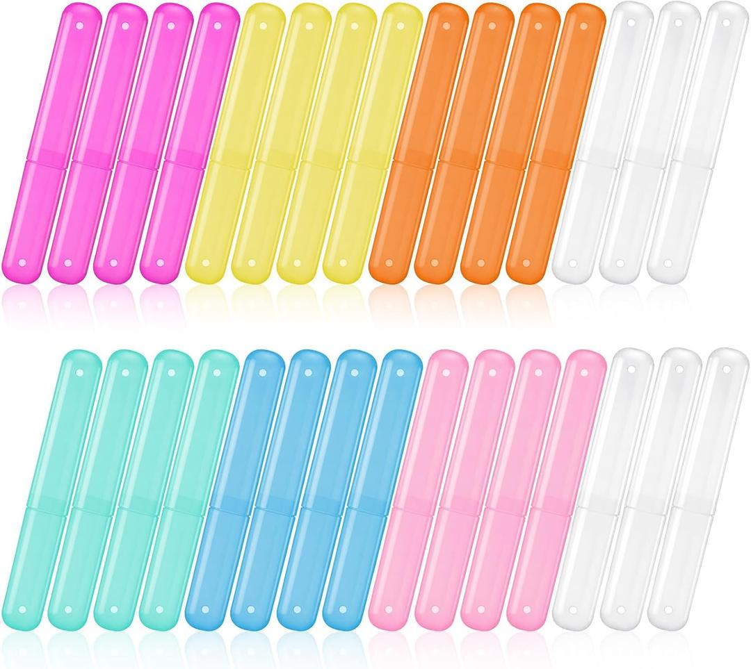Boao 30 Pcs Toothbrush Holder Case Portable Travel for Kids,Vivid Color