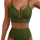 Herseas 2 Piece Bestselling Bikini Set U-Wire Cutout Swimsuit High Waisted Textured 2025 Summer Beach Swim Bathing Suits XL