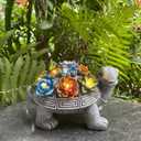 Solar Garden Outdoor Turtle Figurines with LED Lights Lawn Decor Tortoise Statue for Outside Yard Patio Front Porch Balcony Home Ornament Housewarming