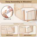 Foldable Wooden Playpen-51x51x25in-Large Baby Gate Playpen with Child-Proof Lock-Easy Assembly, Portable Design for Babies & Toddlers- Shape& Size Adjustable Baby Fence Play Area (Wood, 6 Panel)