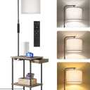 OUTON Floor Lamp with Table, End Table with Lamp Attached for Bedroom, Type C Charging Port, AC Outlet, Side Table with Lamp for Living Room, Nightstand with Drawer, Dimmer & 4 Color Temperature