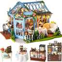 CUTEBEE Dollhouse Miniature House with Furniture, DIY Dollhouse Kit with Dust Proof, Music Movement, 1:24 Scale Creative Room for Gift for Family (Rose Garden Tea House)