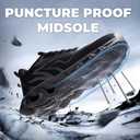 Furuian Steel Toe Shoes for Men & Women Lightweight Indestructible Safety Work Shoes Comfortable Steel Toe Sneakers Puncture Proof Work Sneakers (9.5 Women/8 Men, Black)