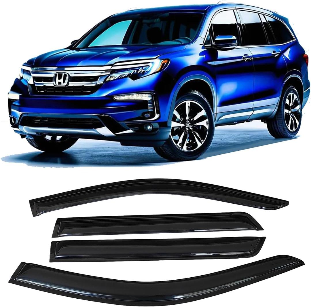 Window Visors Rain Guards for Honda Pilot 2023 2024 LX Sport EX-L TrailSport Touring Elite, Vent Window Deflectors Sun Shade Smoke Tinted Car Accessories 4-Piece