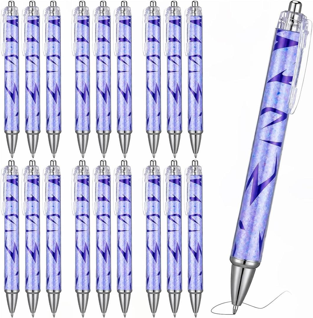 24 Pcs Kpop Theme Party Favors Purple Lightning Ballpoint Pens Kpop Retractable Pen Bulk Purple Birthday Gift for K-pop Lovers Girls Student School Rave Music Accessories Stationery Supplies