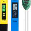 VIVOSUN Digital pH Meter, 3-in-1 TDS/EC/Temperature Meter, 3-in-1 Soil Moisture/pH/Light Tester Combo for Home, Garden and Hydroponics, Yellow-Blue-Green