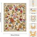 8x10 Machine Washable Area Rug for Living Room, Beige Vintage Boho Floral Rug Large Non-Slip Low Pile Soft Faux Wool Carpet, Kids and Pets Friendly for Bedroom Dining Room Farmhouse Home Decor Rug