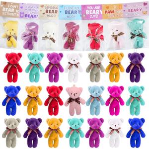 24 Pcs Valentines Gift Cards for Kids with Plush Bears Plush Toys Stuffed Animal Plush Toys for Kids Girls Boys Valentines Gifts Party Favors Classroom School Exchange Prize