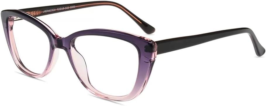 Firmoo Blue Light Blocking Computer Reading Glasses Vintage Cateye Acetate Frame for Women 0.5x-3.0x (Purple-clear)