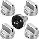 Stainless Steel WB03X24818 Gas Stove Knobs Replacement for GE Range Stove, Compatible with GE JGB6, JGB7, JGB8, JGBS Series, Replace AP5989029, PS11729081, 5 Pack (Not Universal)