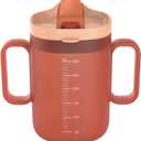 yeeplant 10 Oz Sippy Cup for Adults, Coral, Double Handles, Single-Handed Lid, Silicone Straw