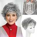 Grey Hair Topper for Women with Thinning Hair Short Pixie Cut Toppers Hair Pieces for Women Hair Topper for a Voluminous, Trendy Style - Perfect for Thin or Fine Hair Add Volume & Style with Seamless