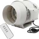 6 Inch Duct Fan, Inline Ventilation Exhaust Fan with Remote Control, 390 CFM Duct Intake Fan High Efficiency Air Fan for Duct Vent Bathroom, Kitchen, Grow Tent, Hydroponics, 3D Printer