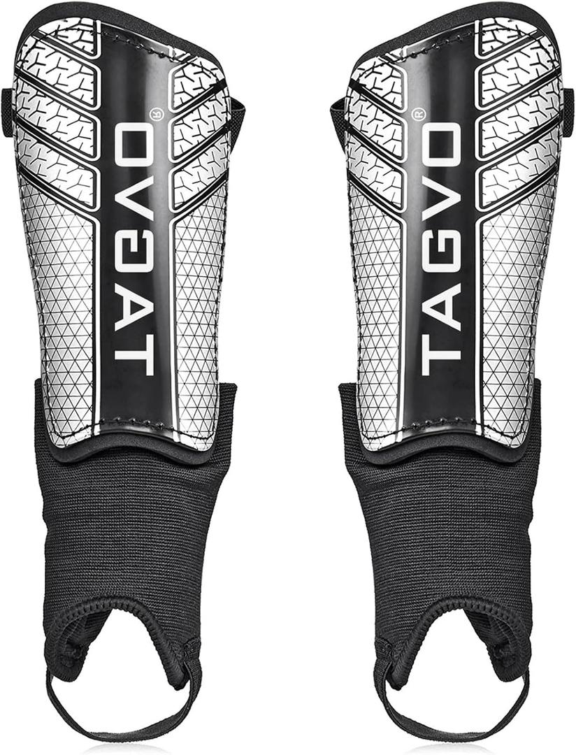 TAGVO Soccer Shin Guards for Kids Youth Adults, Protective Soccer Equipment for Boys Girls Men, Soccer Shin Pads for Kids (Small)
