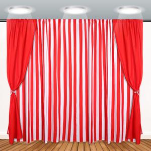 3 Pcs Carnival Circus Party Decorations Backdrops White Striped Polyester Backdrop Curtains for Carnival Circus Decor Birthday Party Photography Background(Red,White,Classic)