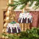 2 x 3D Glass Ornaments for Christmas Tree - Chocolate Cake Christmas Tree Decorations for Xmas Home Decor Outdoor Window Centerpiece